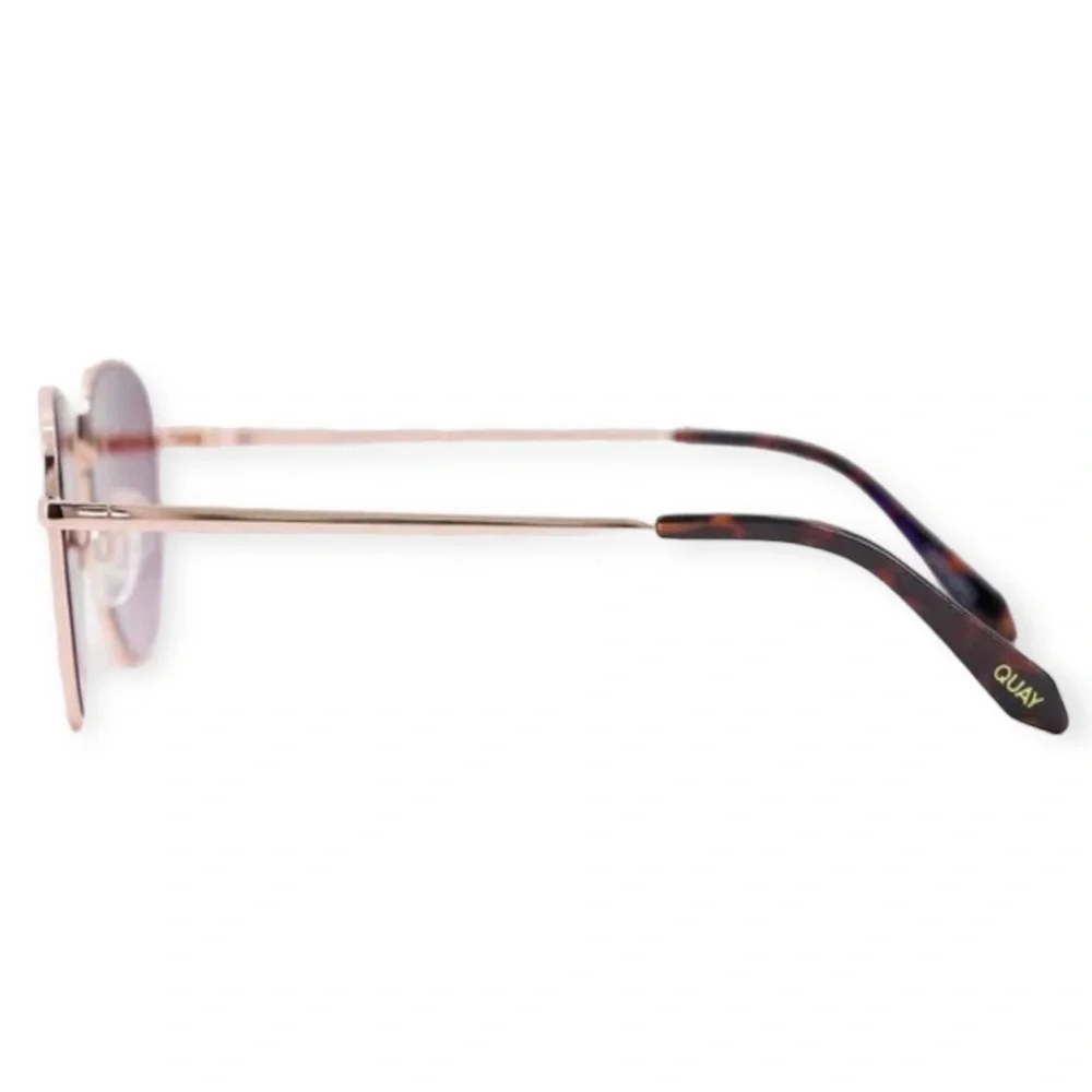 QUAY Big Time Sunglasses Rose Gold Frame Navy Peach Gradient Lens Medium NWT